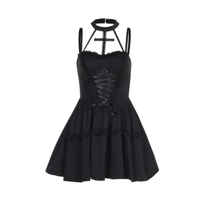 Summer Cross Neck Bodycon Dress With Lace Trim