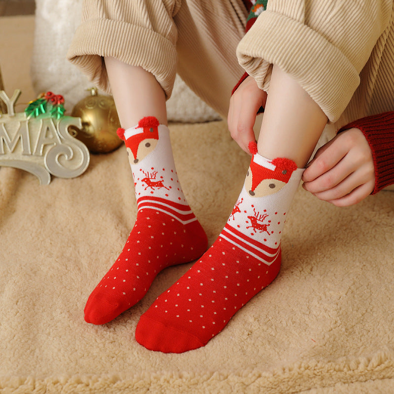 Christmas Reindeer Cartoon Funny Crew Socks