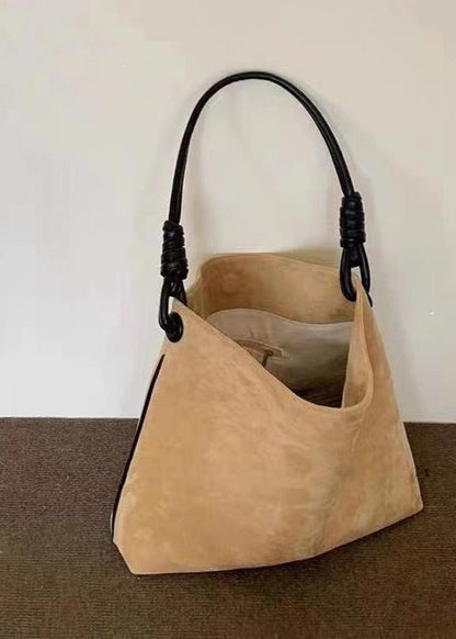 Suede Tote Bag With Knotted Handle