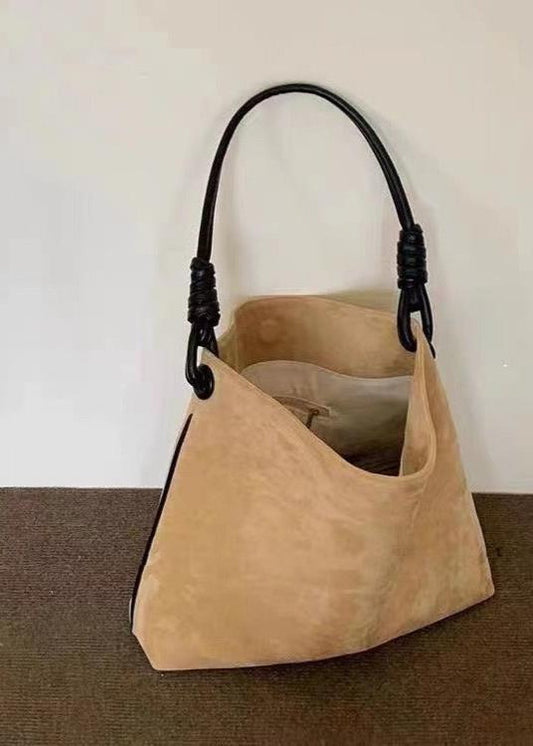 Suede Tote Bag With Knotted Handle