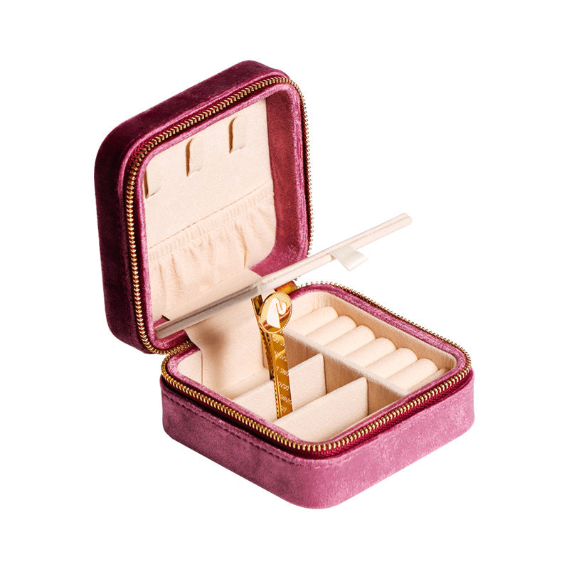 Plush Solid Color Travel Jewelry Case