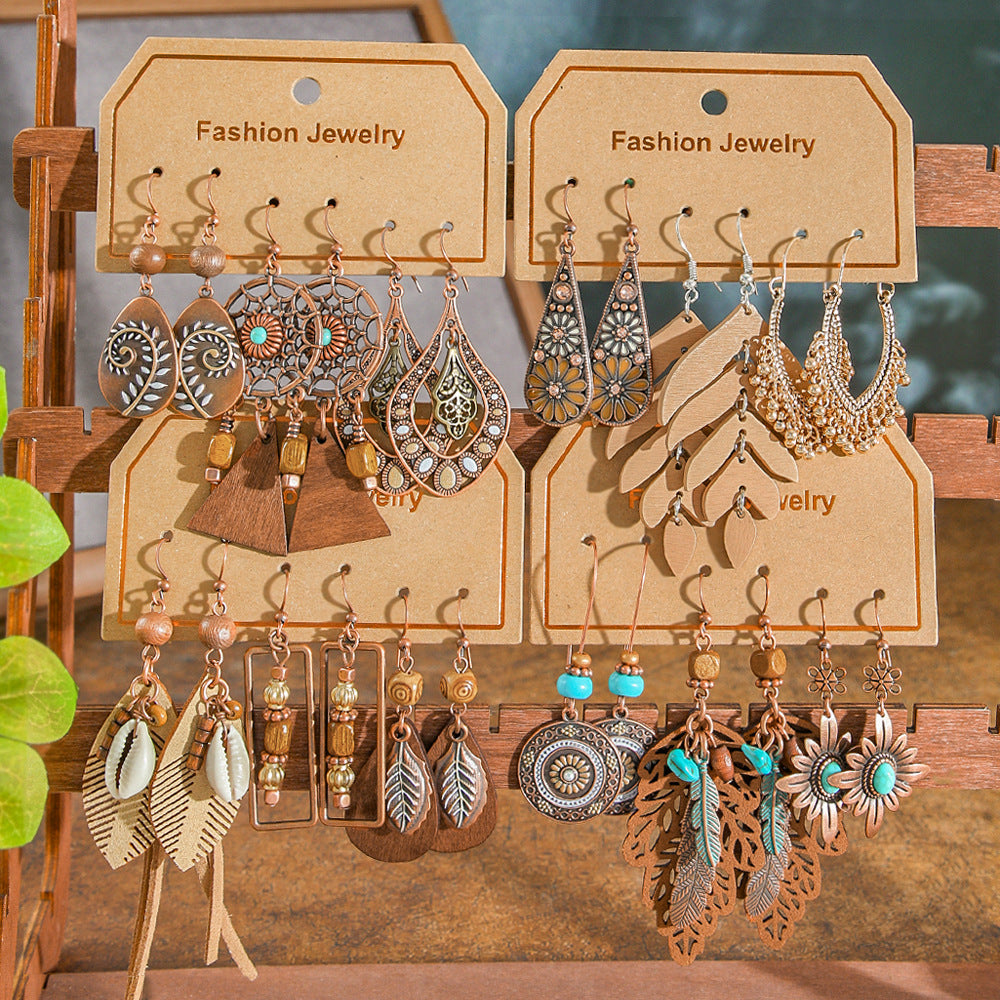 Bohemian Vintage Earring Set Stylish Casual Jewelry