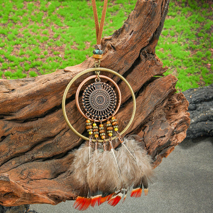 Colorful Feather Pendant Necklace Bohemian Style Butterfly Jewelry