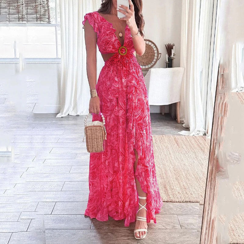 Sexy Hollow Out A-Line Dress Casual Women's Dress
