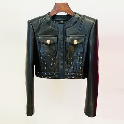 PU Leather Fitted Short Jacket