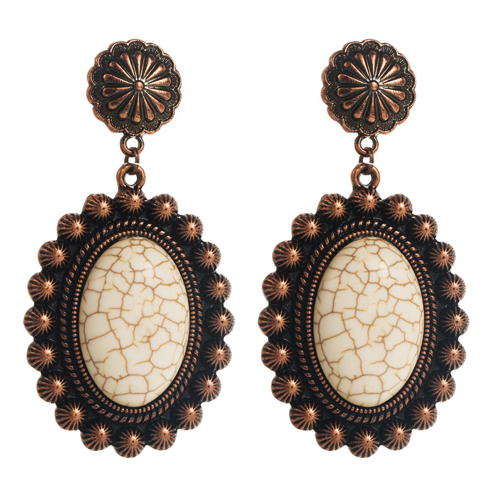 Turquoise Geometric Bohemian Alloy Earrings for Women