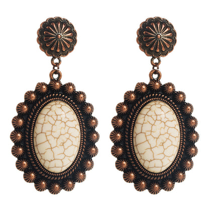 Turquoise Geometric Bohemian Alloy Earrings for Women