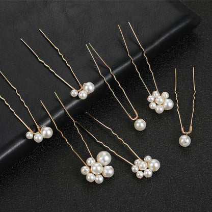Set of 7 Pearl U-Shaped Hair Pins Bride Wedding Hair Accessories