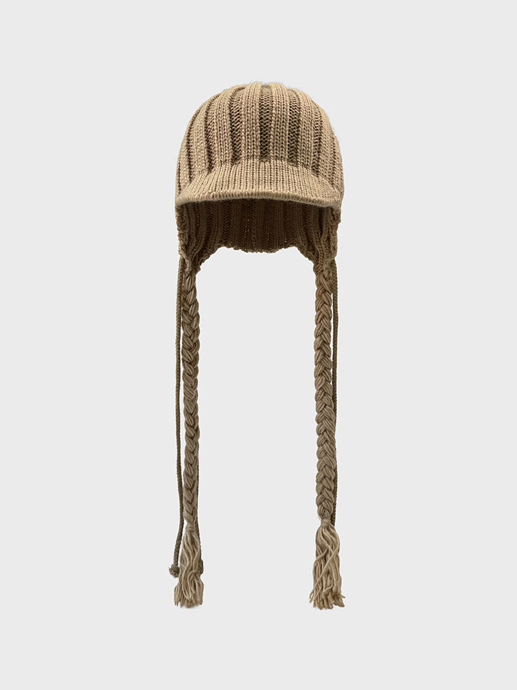 Cute Braid Tassel Ear Flap Beanie Knit Hat