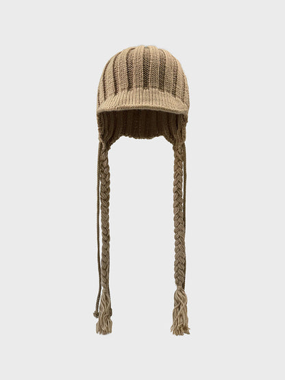 Cute Braid Tassel Ear Flap Beanie Knit Hat