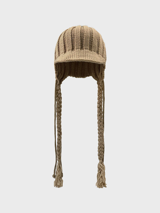 Cute Braid Tassel Ear Flap Beanie Knit Hat