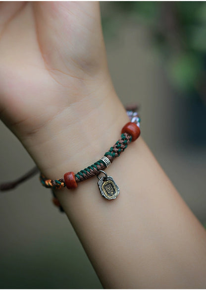 All Hand-Woven Tibetan Hand Rope Zaki Ramwen Play Bracelet Men'S And Women'S Hand Rubbing Cotton Rope Ethnic Style Jewelry
