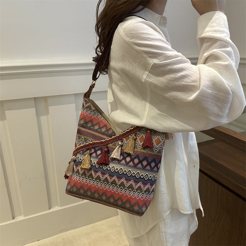 Trendy Bohemian Shoulder Bag Stylish Large Capacity Crossbody Bag