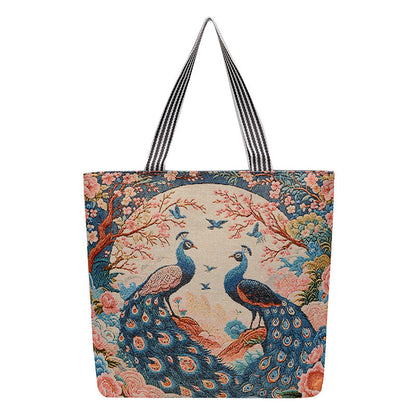 Cartoon Embroidered Canvas Tote Bag Stylish Soft Carryall
