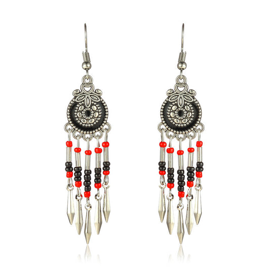 Creative Small Alloy Short Tassel Earrings For Women'S Multi Layer Rice Ball Earrings Jewelry
