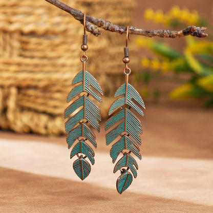 Trendy Vintage Alloy Leaf Earrings for Women