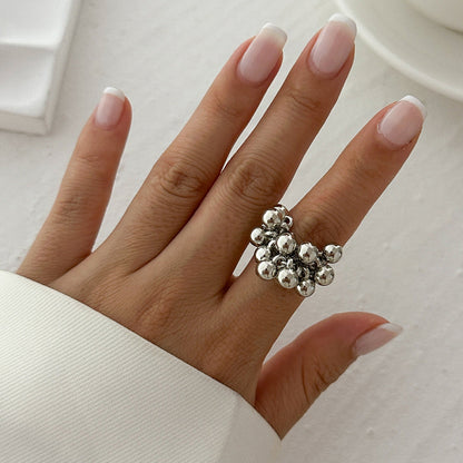 Five-Petal Flower Statement Ring Embellished Metal Wrap Ring