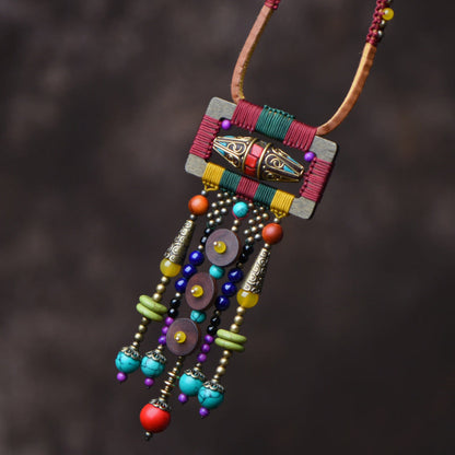 Ethnic Style Creative Necklace Tassel Necklace Temperament Pendant Necklace Vintage Sweater Chain