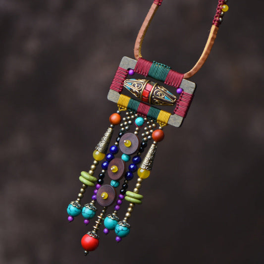 Ethnic Style Creative Necklace Tassel Necklace Temperament Pendant Necklace Vintage Sweater Chain