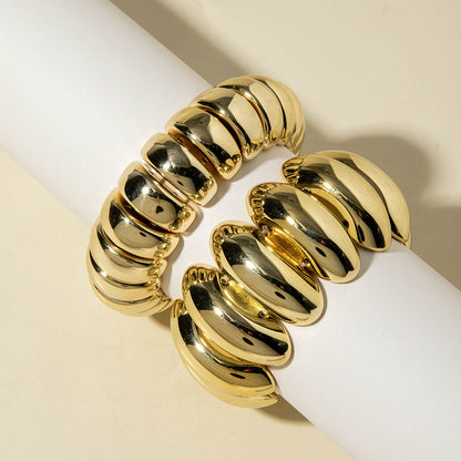 Layered Geometric Statement Cuff Bracelet Set