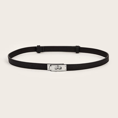Simple Elegant Fine Leather Metal Belt