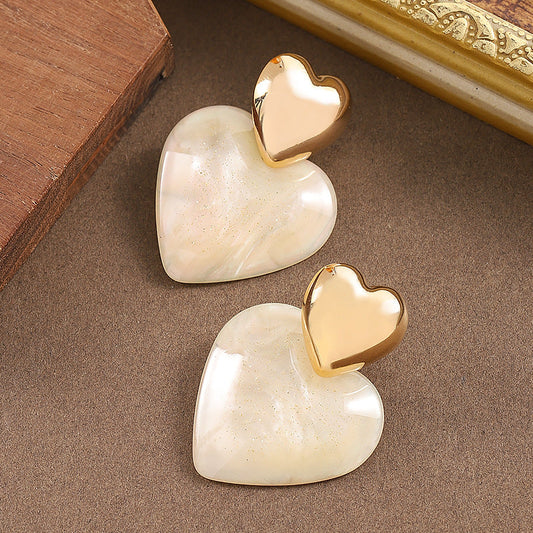 Trendy Heart-Shaped Earrings With Watercolor Design