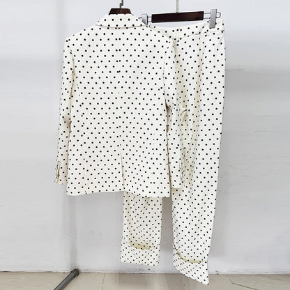 Polka Dot Blazer Jacket Pants Set