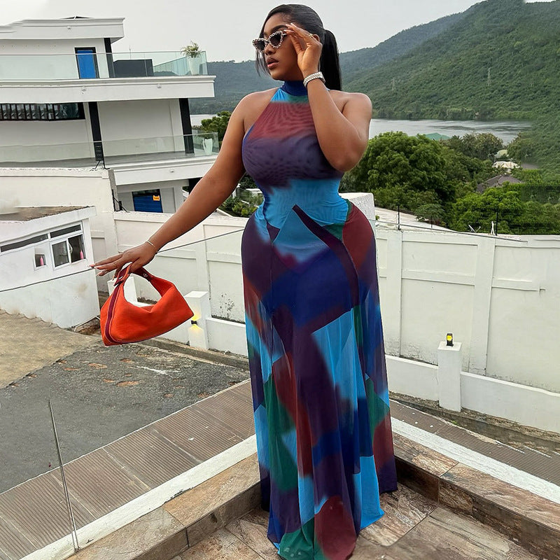 Trendy Color Block Sleeveless Bodycon Dress
