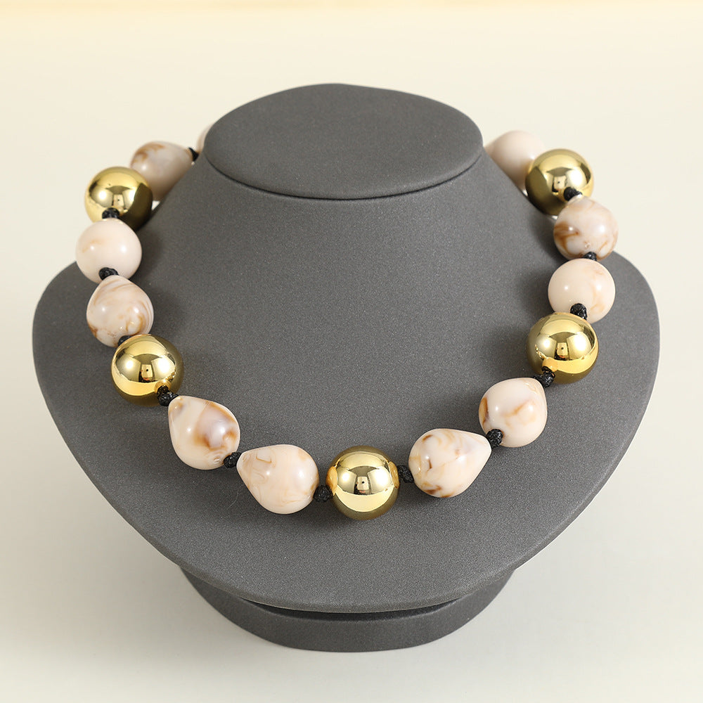 Bold Punk Color Block Necklace - Handmade Acrylic Bead Statement Jewelry
