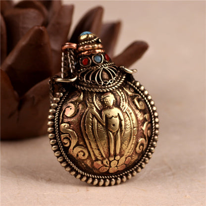 Hand-Made Tibetan Retro Folk Style Gagawu Box Small Pot Necklace Pendant For Men And Women