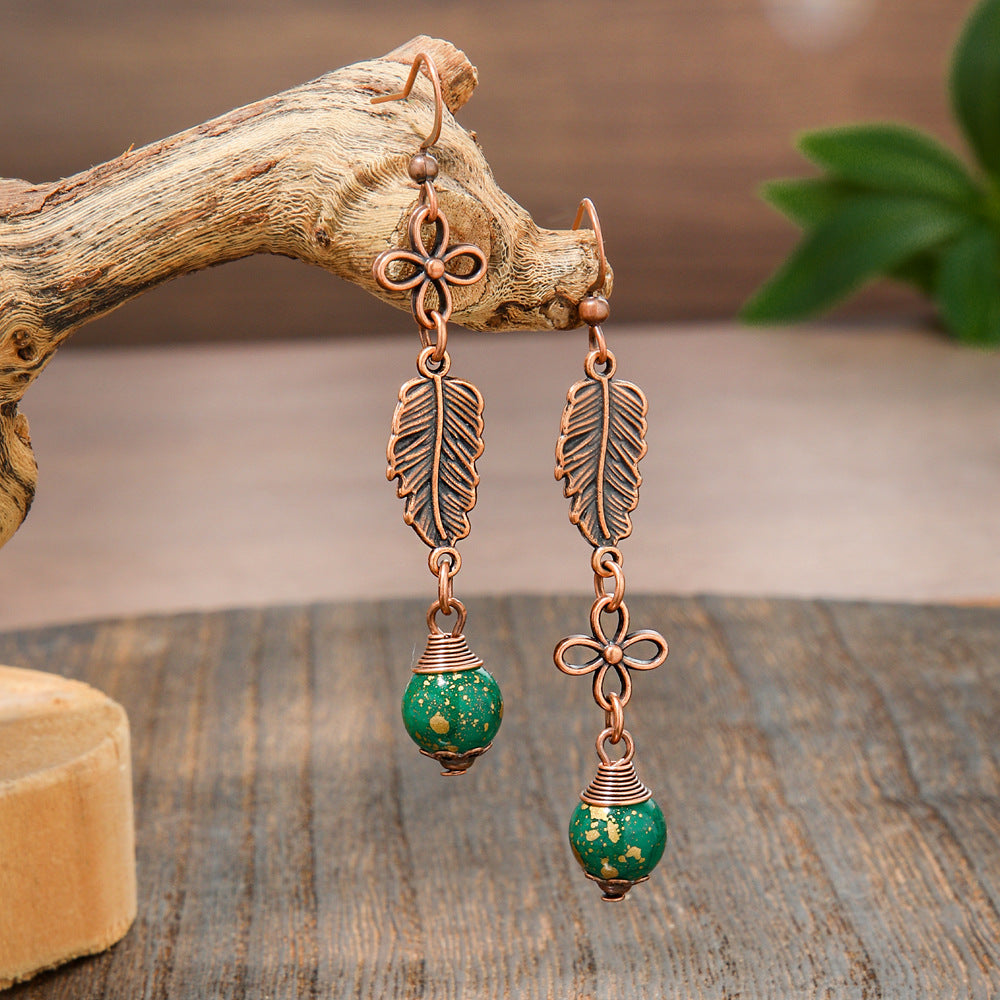 Elegant Vintage Leaf Dangle Earrings Zinc Alloy Art Design