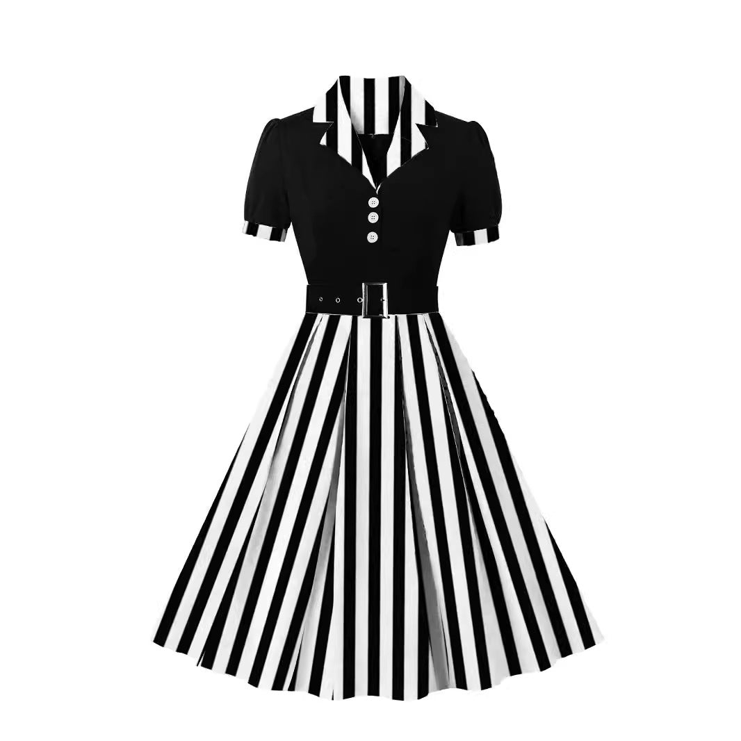 Psychedelic Polka Dot Belted Dress