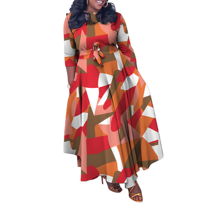 Stylish Plus Size Long Dress With Tie Detail