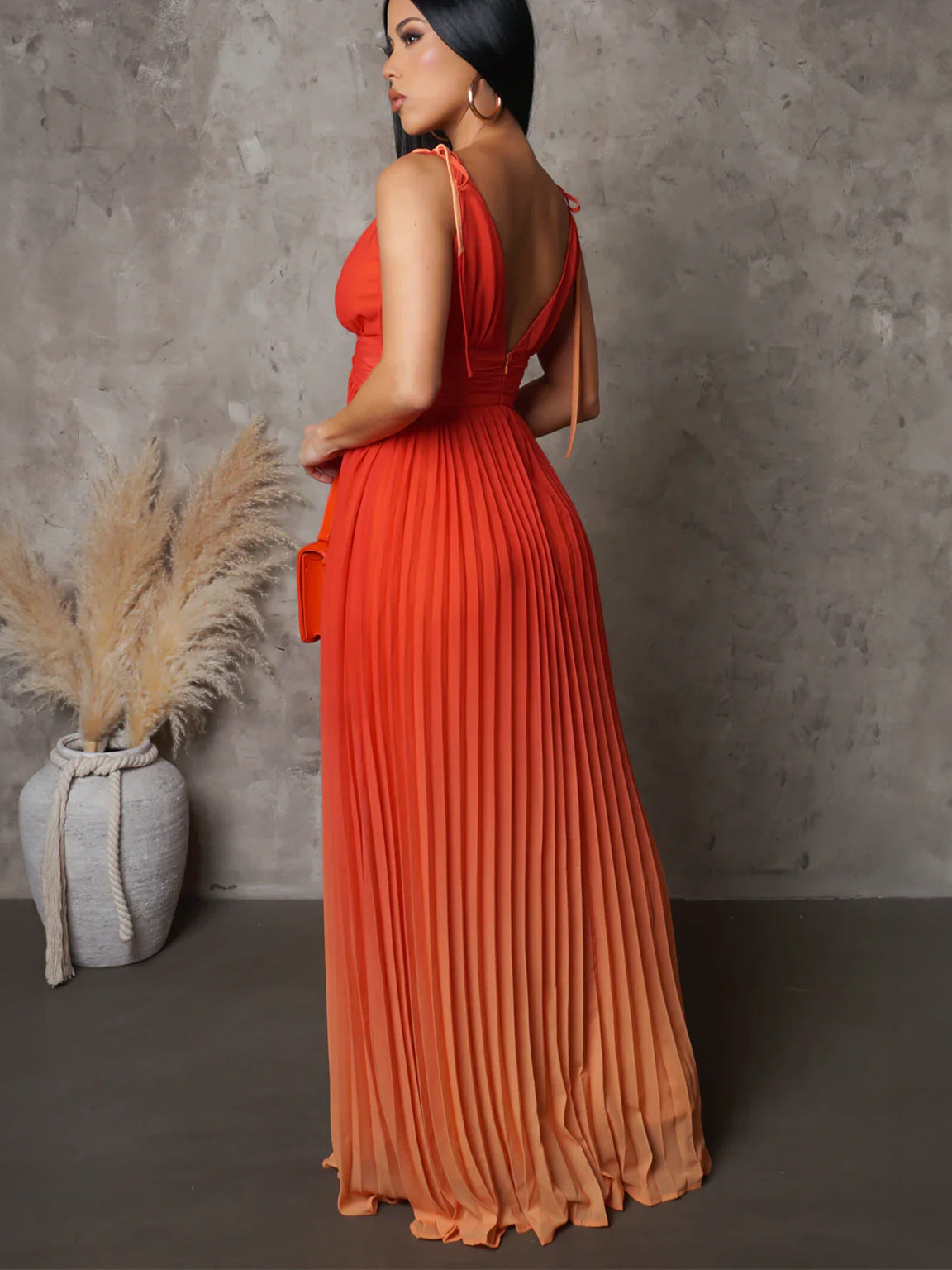 Summer Backless Gradient Long Dress Elegant Style