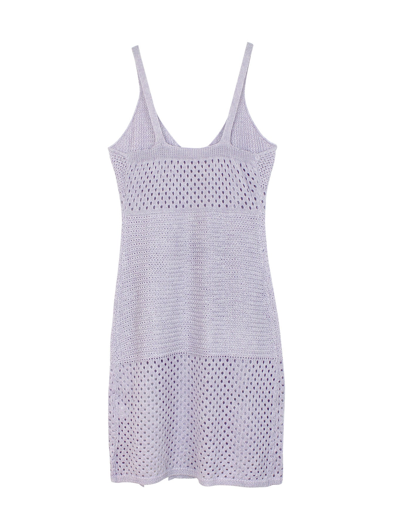 Solid Color Hollow Out Knitted Midi Dress