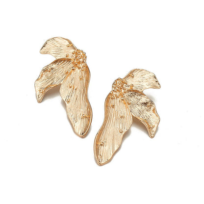 Retro Leaf Earrings Fashion Metal Floral Design For Women