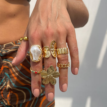 Baroque-Inspired Pearl And Gemstone Ring With Floral Design