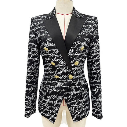 Letter Print Tailored Blazer Jacket