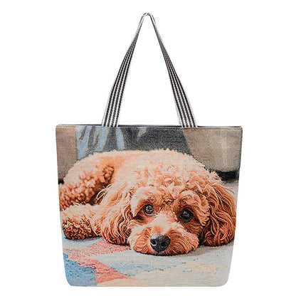Cartoon Embroidered Canvas Tote Bag Stylish Soft Carryall