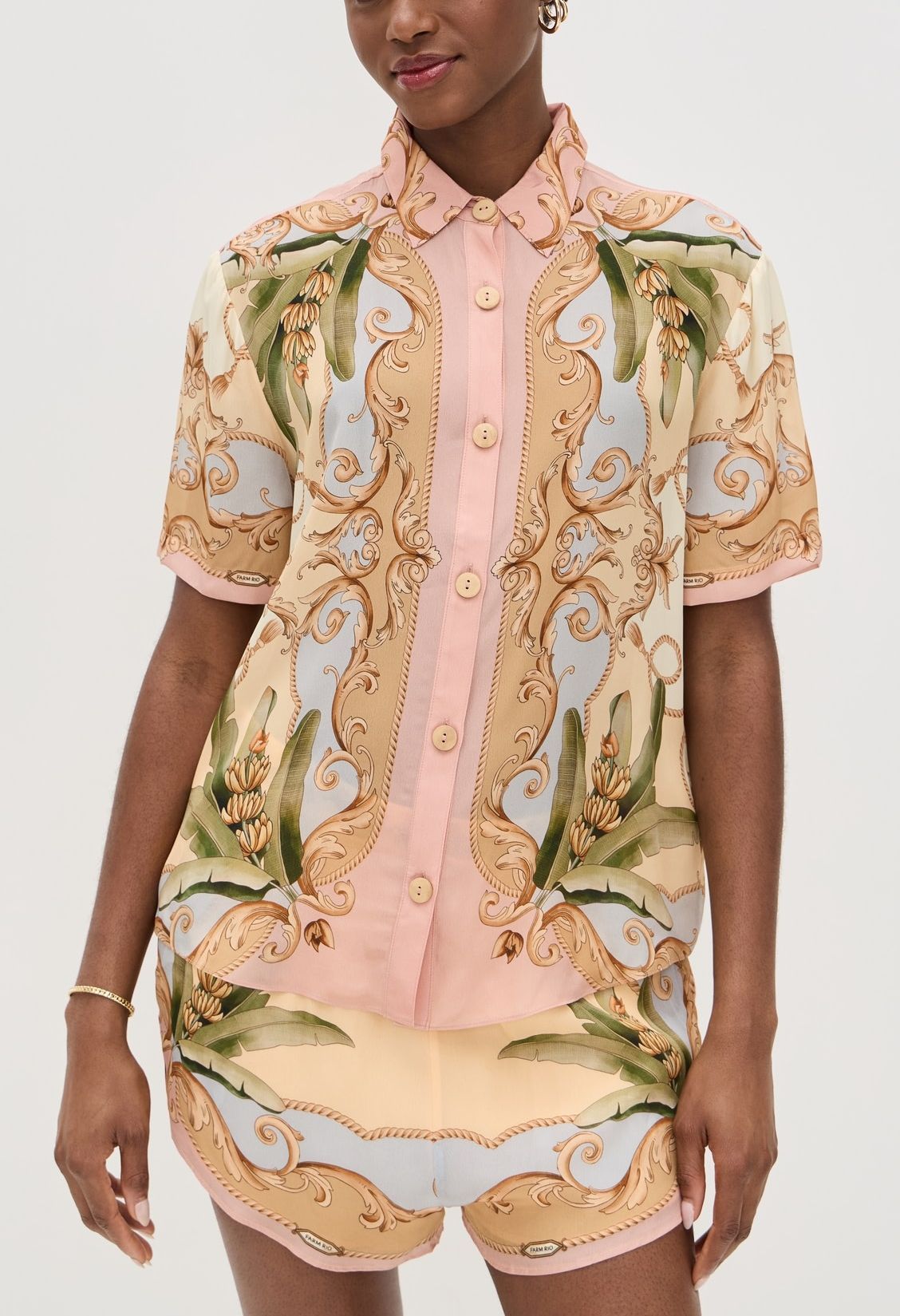 Elegant Floral Linen Short Set for Casual Wear