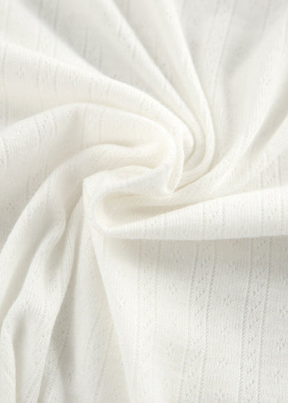 Ribbed Cotton Lounge Set Cropped Button Up