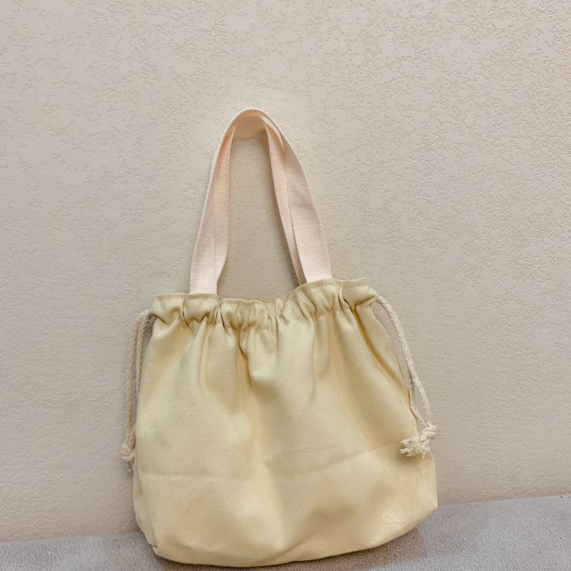 Plain Minimalist Japanese Bento Bag Canvas Drawstring Tote