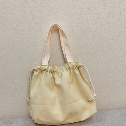 Plain Minimalist Japanese Bento Bag Canvas Drawstring Tote