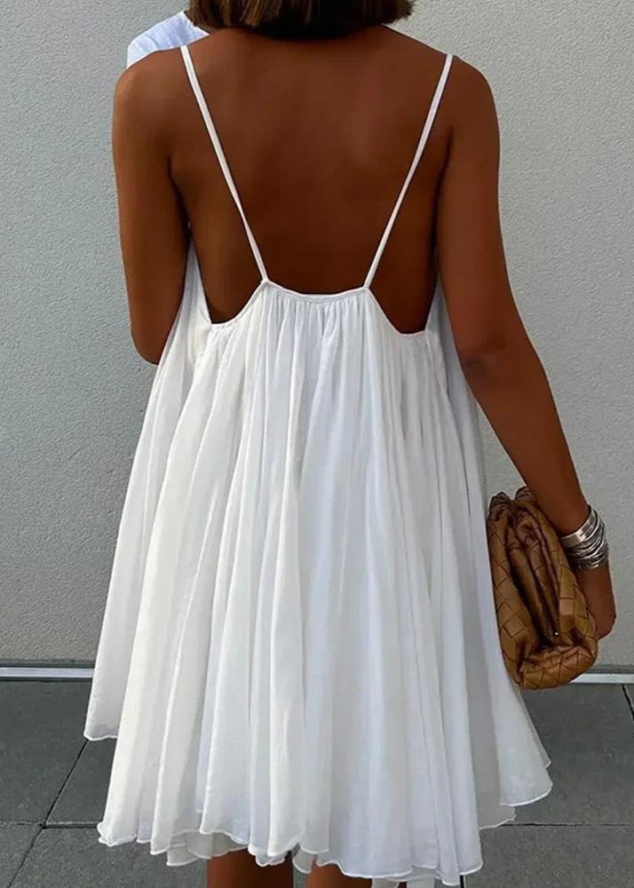 Spaghetti Strap White Dress Lightweight A line