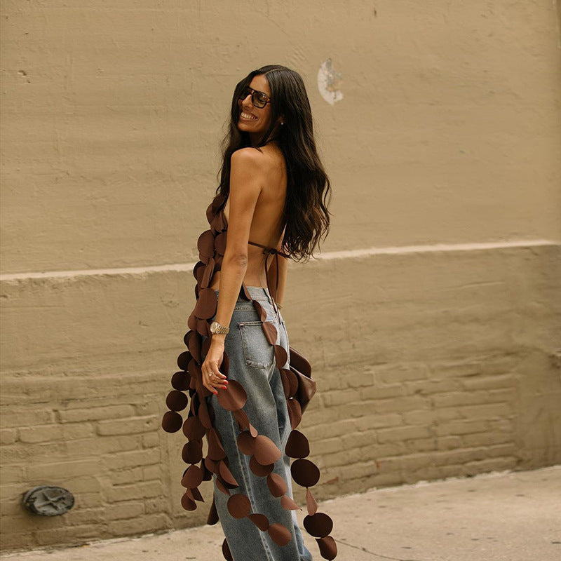 Sexy Backless Halter Top Trendy Long Tank Top
