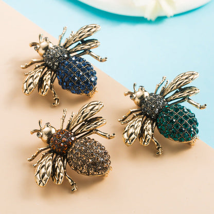 Trendy Alloy Bee Brooch with Rhinestones for Women
