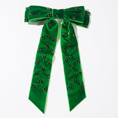 Chic Double Layer Bow Hair Clip with Rhinestones