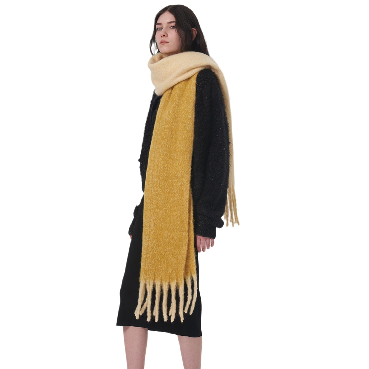 Solid Color Splicing Mohair Soft Scarve