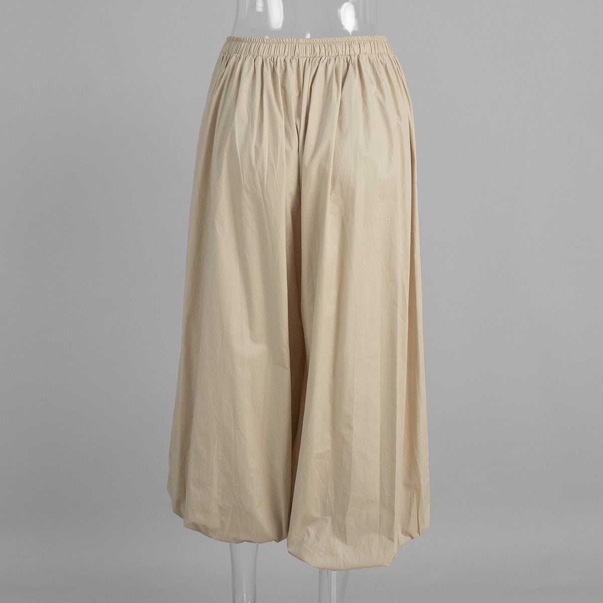 Simple Solid Color Elastic Waist Harem Pants