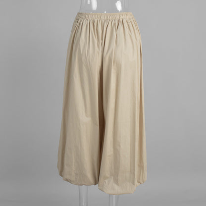 Simple Solid Color Elastic Waist Harem Pants